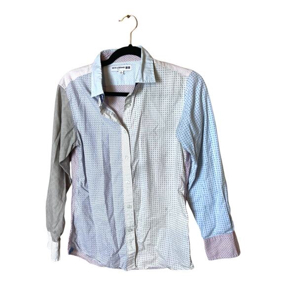 Mix Media Button Up by Ines De La Fressange Paris Sz M - Picture 1 of 7